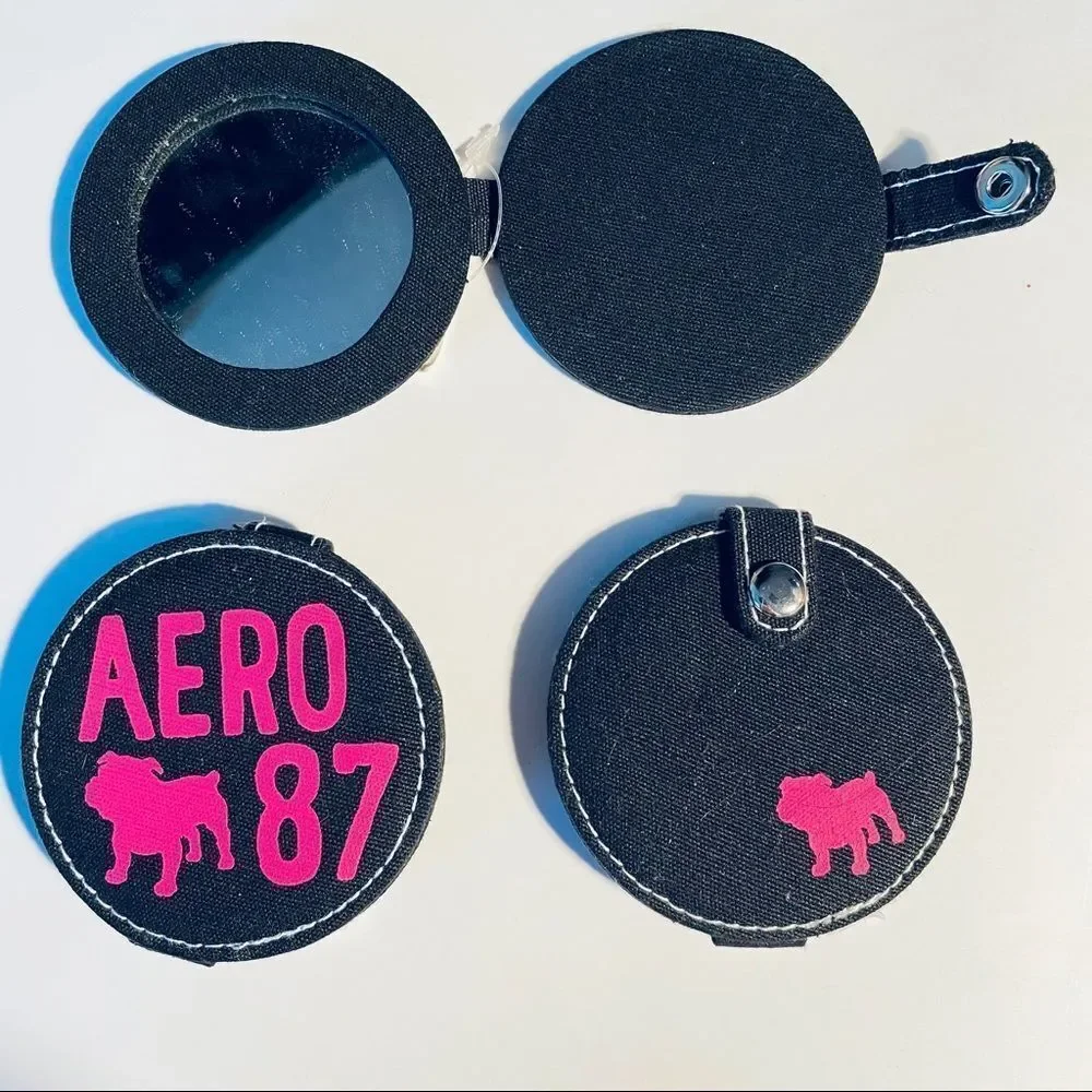 NWT Vintage Y2K Aeropostale Black Dog Logo Bag Super Cute Pocket Bag Mirror